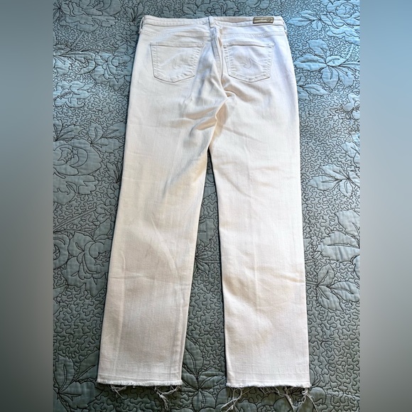 AG ADRIANO GOLDSCHMIED Stevie Slim Straight Raw Hem White Crop Ankle Jeans Sz 28 - Picture 6 of 13